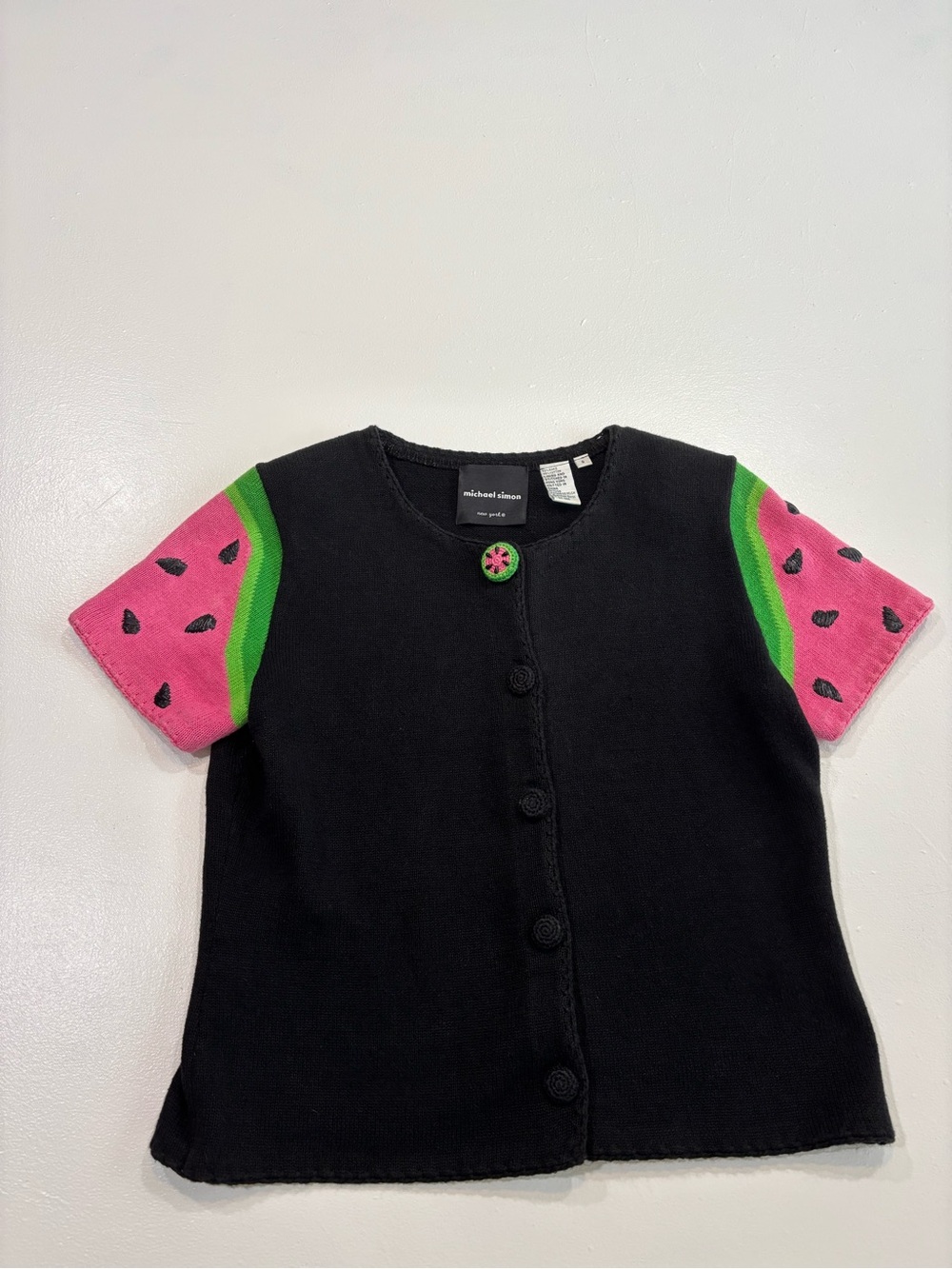 Michael Simon Vintage Cardigan Watermelon Sleeves front button size small